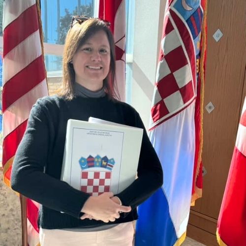 Salona client Mary Ellen at her Croatian citizenship application appointment.