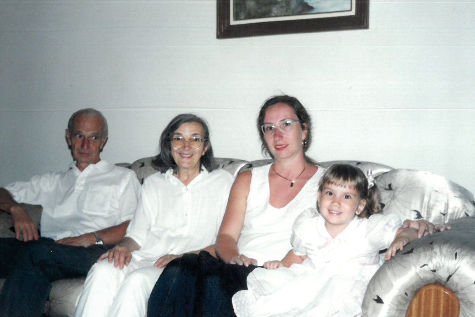 Nathalia with her mother Adriana, grandfather Cosmo and great-aunt Lucia, 1996